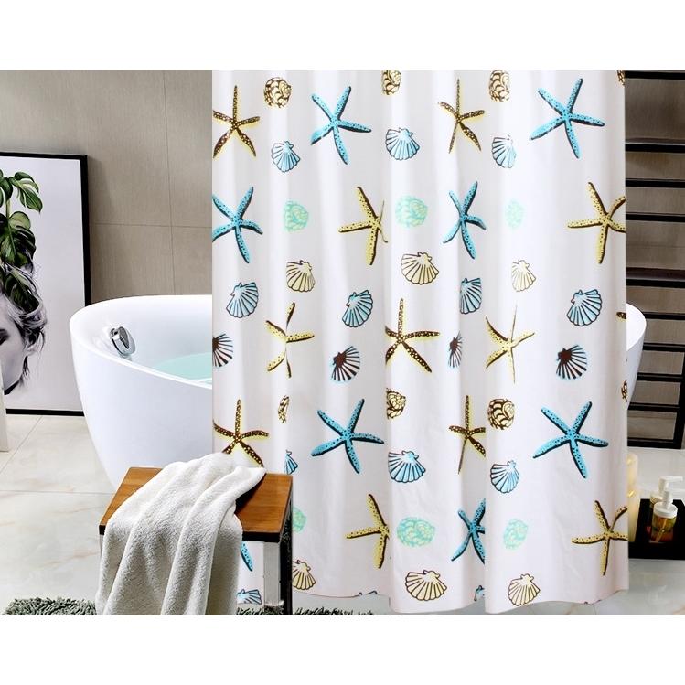 100 品質保証 シャワーカーテン バスカーテン 180cm 浴室用具 風呂 防水 防カビ 撥水 間仕切り 目隠し 飛沫防止 カーテンリング付き ヒトデ 貝殻 おしゃれ Whitesforracialequity Org
