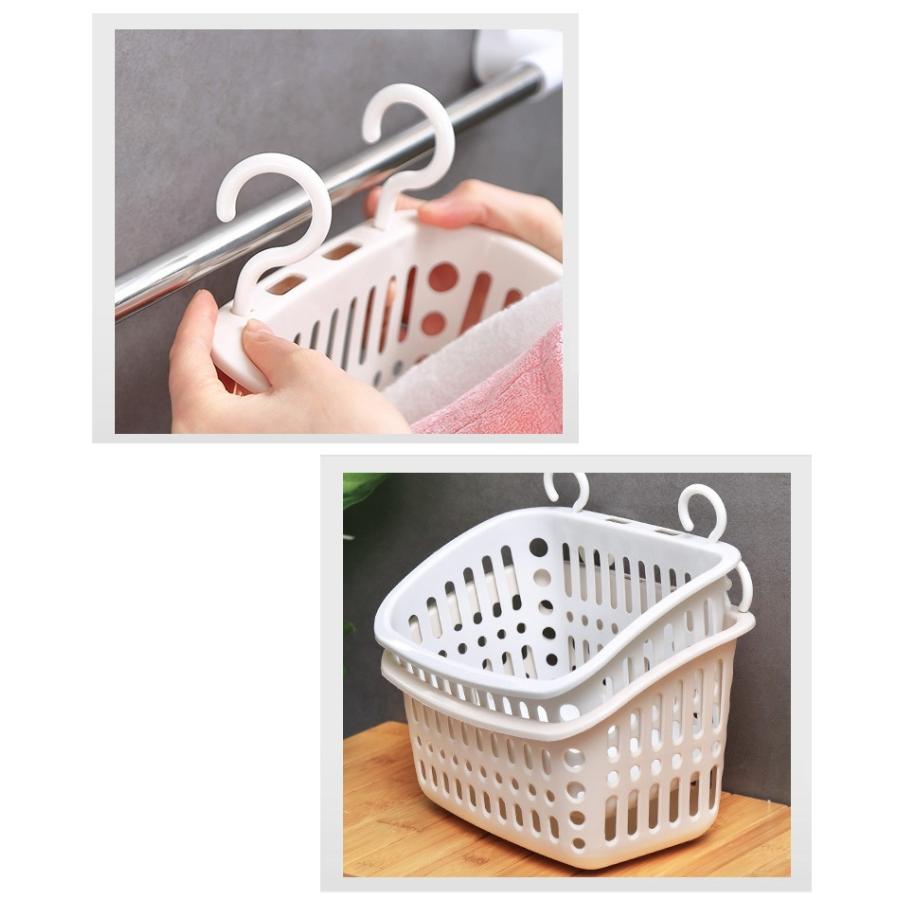 収納バスケット ピンチかご 小物入れ フック付き フックシール付き