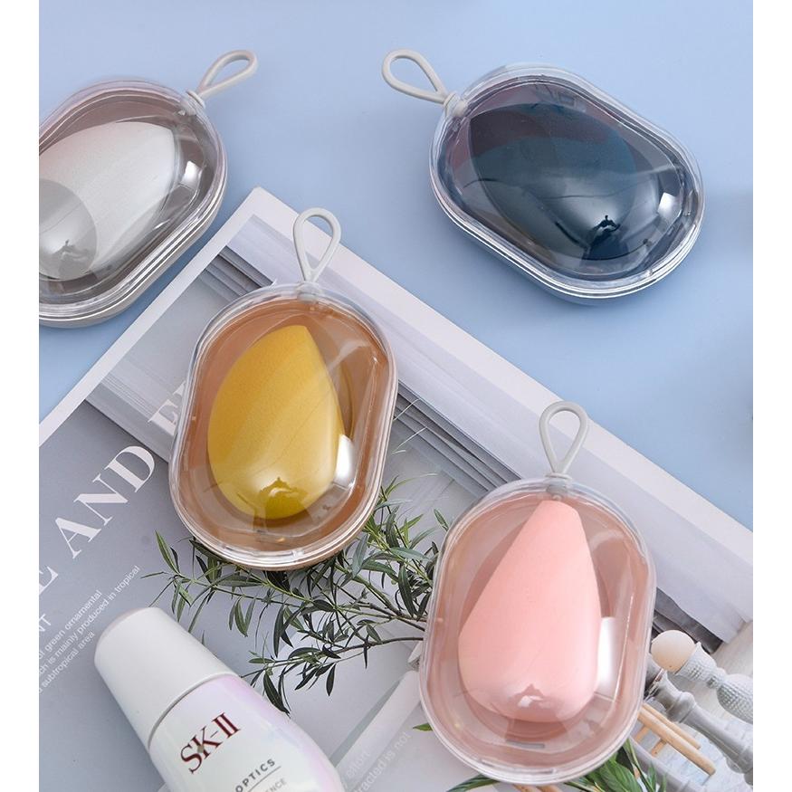 メイク用スポンジ ケース付き パフ 卵型ケース パフ用ケース スポンジ