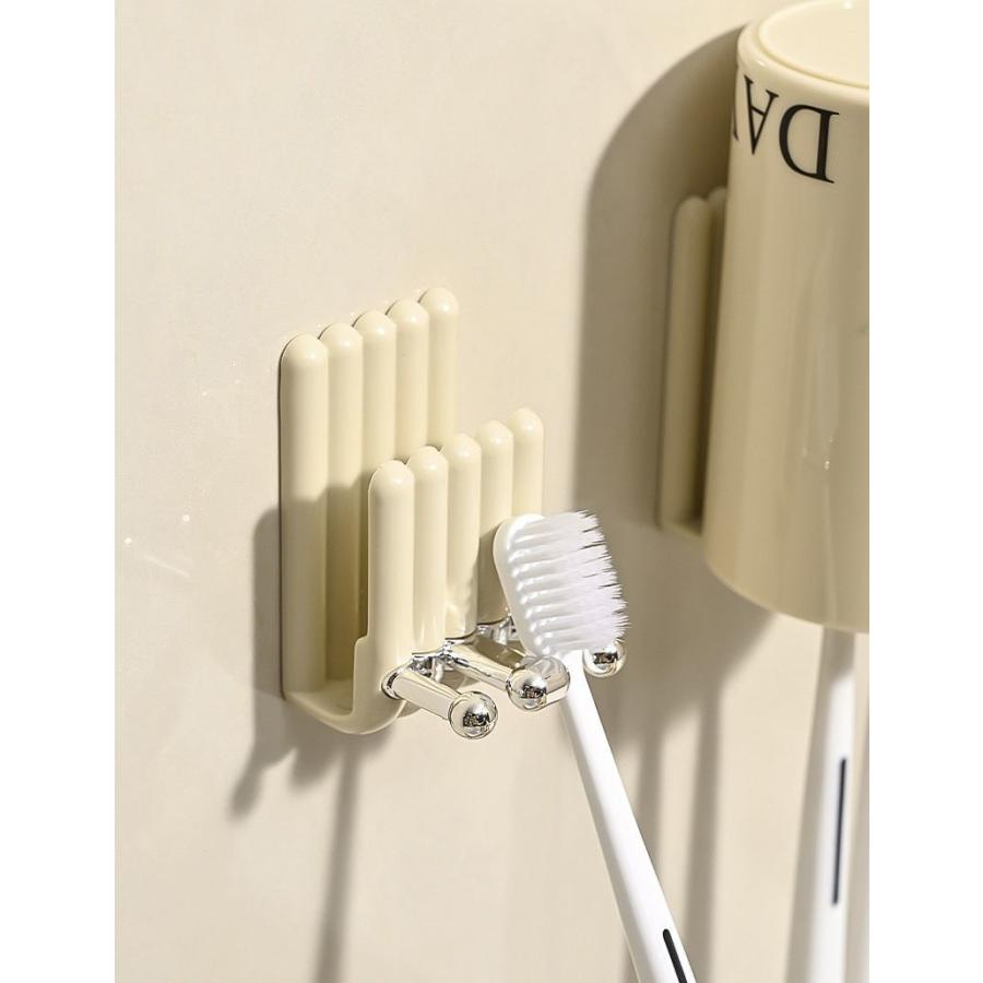 【新品未使用】歯ブラシホルダー コップ立て 壁掛けタイプ plusnao 歯ブラシホルダー 壁掛け粘着式 コップスタンド 吊り