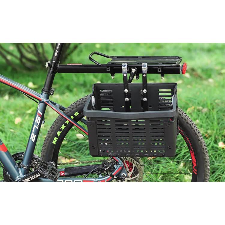 折りたたみミニベロ ブラック 前バスケット付き 自転車用カゴ 前カゴ 買い物かご バスケット フロント リア 収納