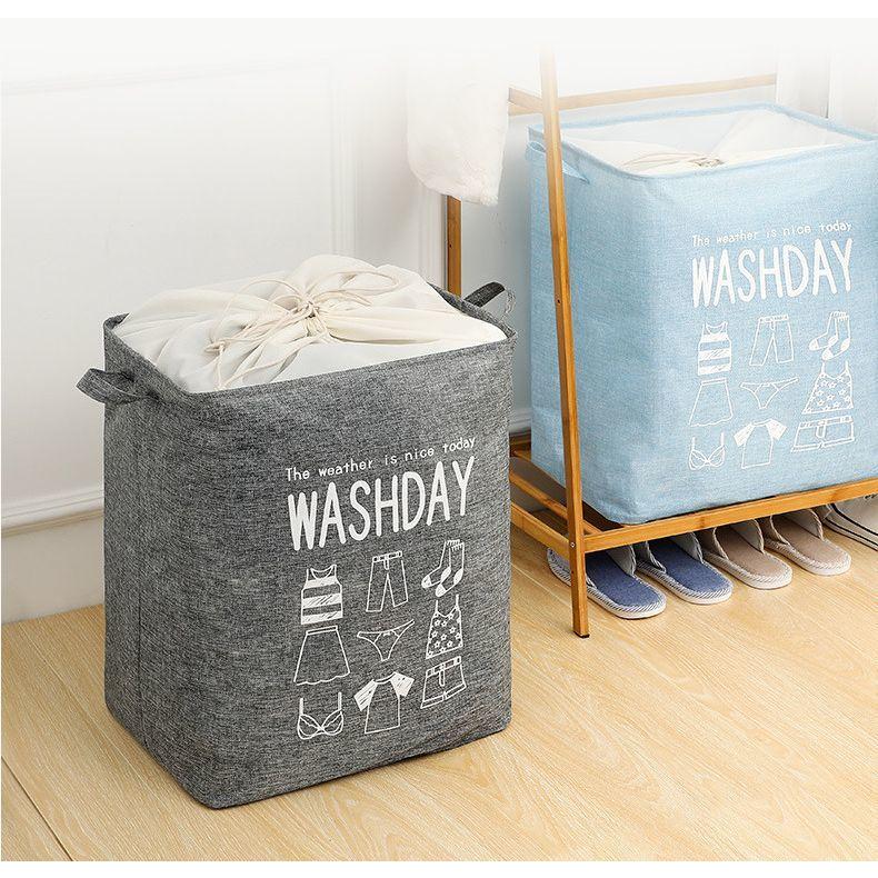 plusnao（プラスナオ） ランドリーバスケット 75L 巾着紐 衣類収納