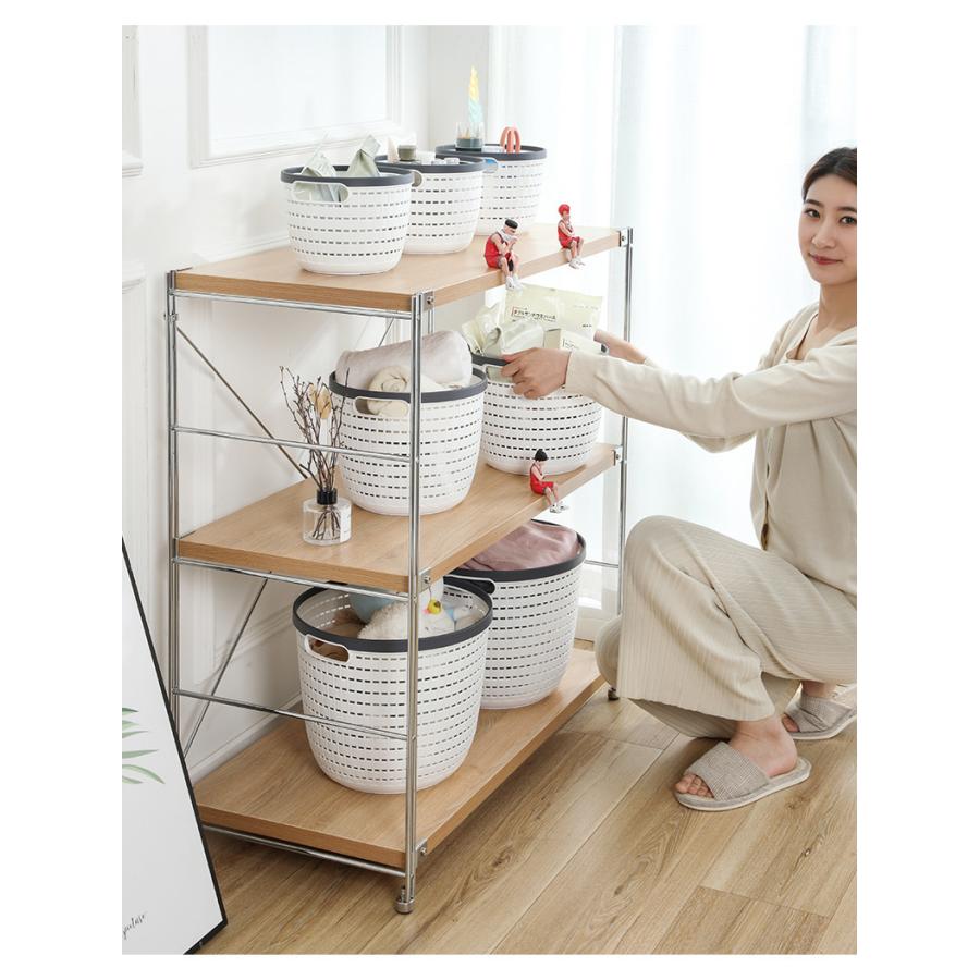 plusnao（プラスナオ） 収納バスケット かご 持ち手付き 丸型