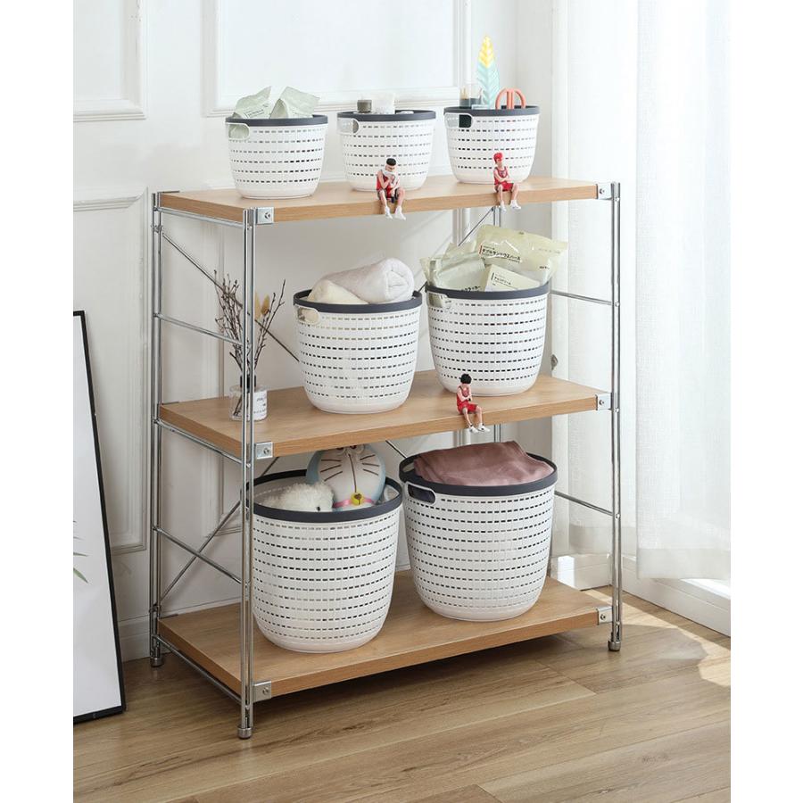 plusnao（プラスナオ） 収納バスケット かご 持ち手付き 丸型