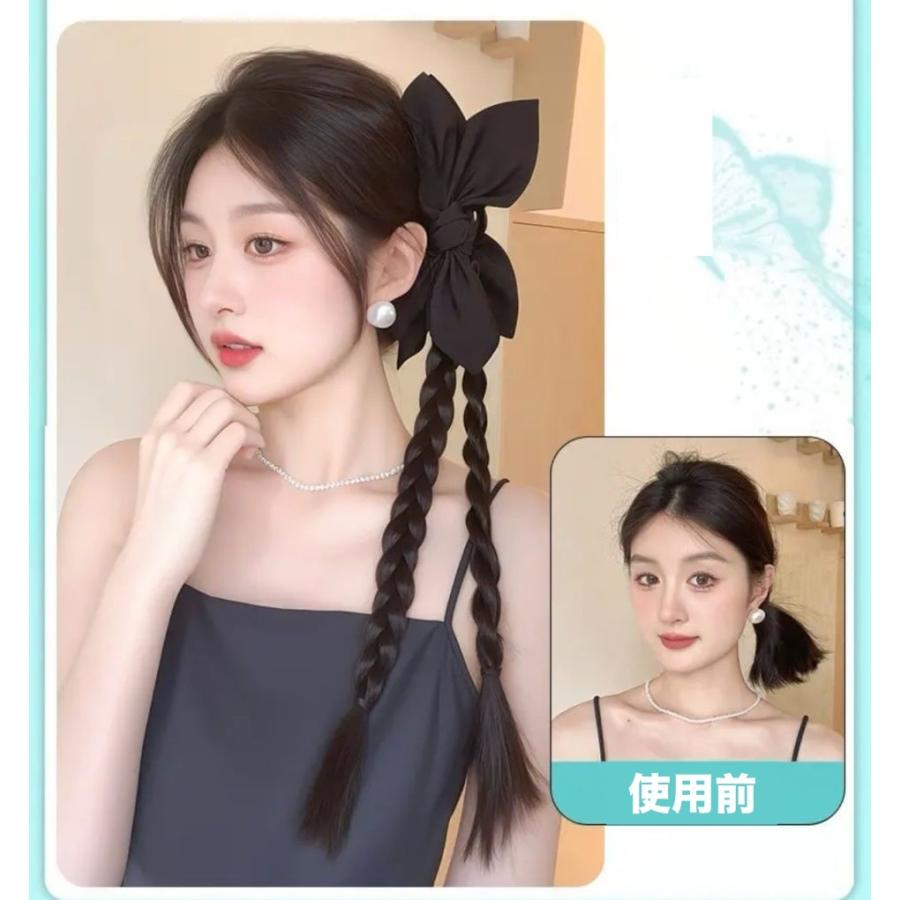 エクステ 三つ編み エクステンション ヘアクリップ レディース つけ毛