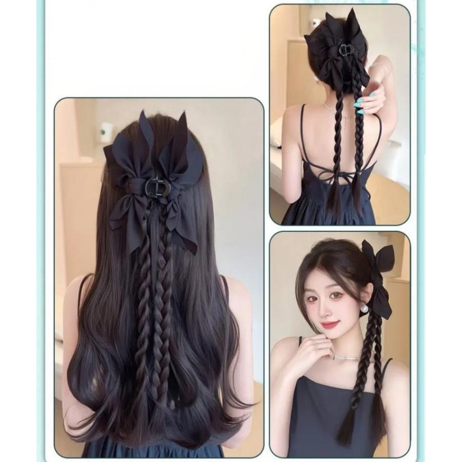 エクステ 三つ編み エクステンション ヘアクリップ レディース つけ毛