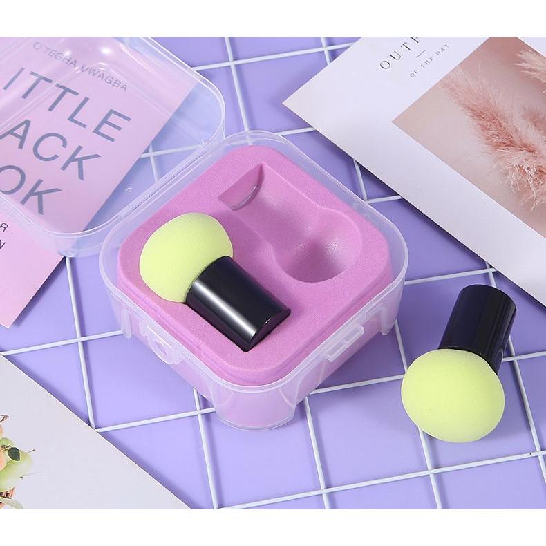メイクスポンジ スポンジパフ 2個セット 収納ケース付き 持ち手