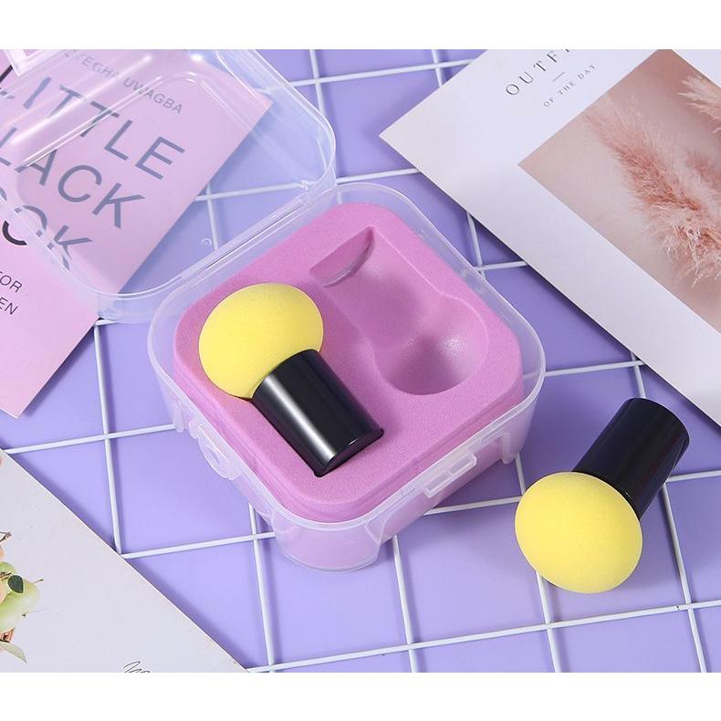 メイクスポンジ スポンジパフ 2個セット 収納ケース付き 持ち手