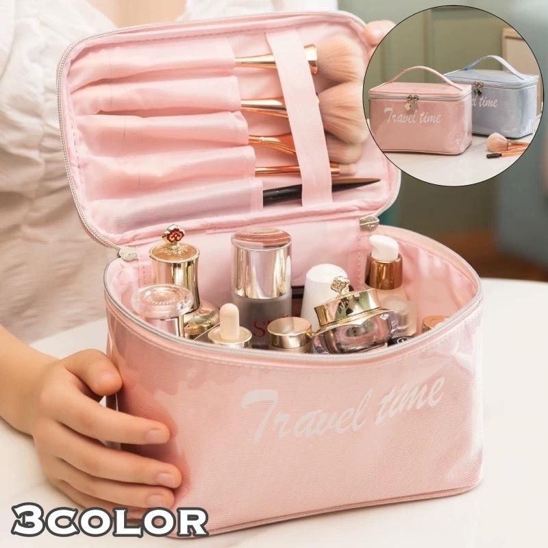 化粧ポーチ メイクボックス 持ち手付き メイクポーチ コスメポーチ 化粧バッグ 防水 仕切り 小物入れ 持ち歩き ロゴ シンプル ファスナー おしゃれ プラスナオ Paypayモール店 通販 Paypayモール
