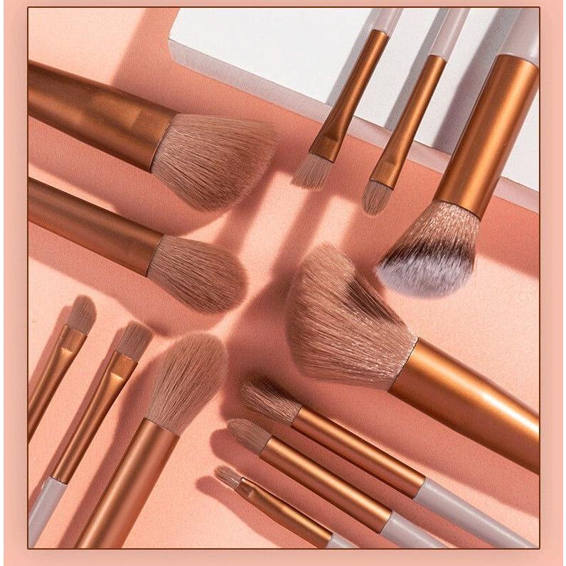 メイクアップブラシ13本セット　ケース付き メイクブラシ 13本セット 収納袋付き 巾着袋 化粧筆 化粧ブラシ