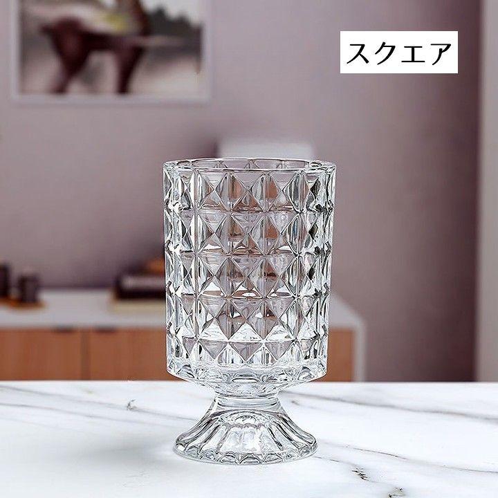 フラワーベース 花瓶 花器 円柱型 インテリア雑貨 卓上 クリア 透明