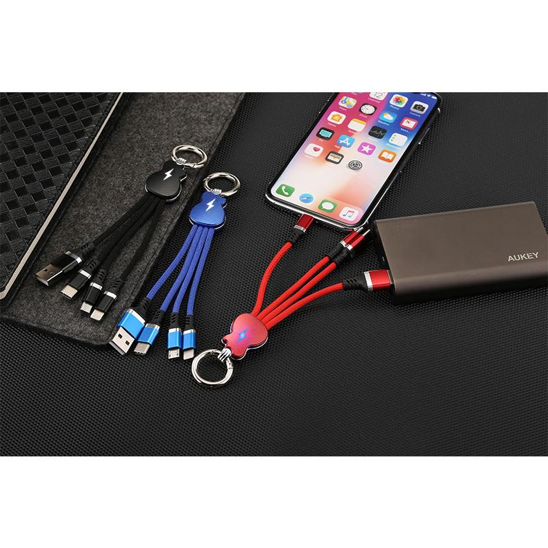 スマホ充電ケーブル 3in1 USBケーブル MicroUSB Lighitning Type-c 充電 ライトニングケーブル LED ランプ 持ち歩|plusnao|04