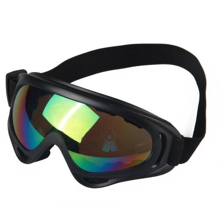 バイク用ゴーグル 黒色 虹色レンズ
