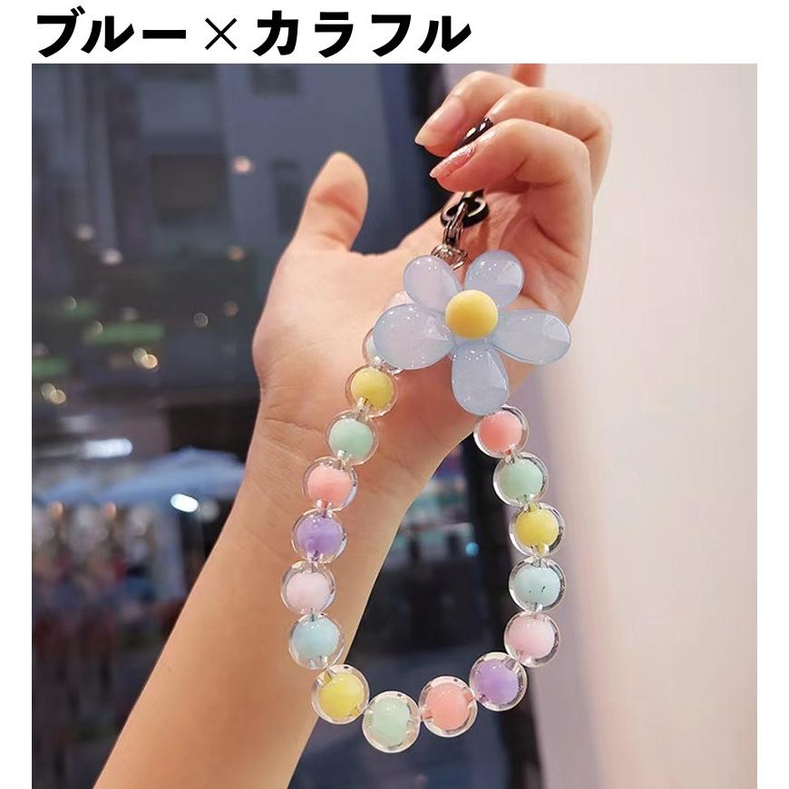 スマホストラップ 携帯ストラップ ビーズ フラワー お花 おしゃれ