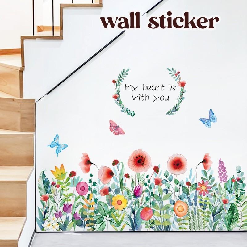ウォールステッカー 壁ステッカー ウォールシール 壁シール 壁面装飾 室内装飾 お花 フラワー 花畑 水彩 イラスト カラフル 英字 英語 ナチュラル Zak 292 プラスナオyahoo 店 通販 Yahoo ショッピング