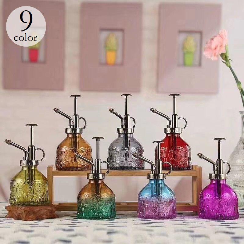 霧吹き スプレー 200ml ガラス製 アンティーク調 プッシュ式