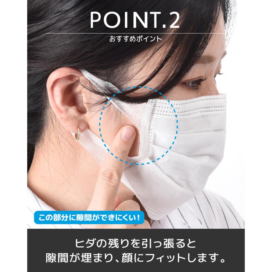 不織布マスク 使い捨てマスク 50枚入り プリーツ式 白 レギュラーサイズ 大人用 耳が痛くなりにくい 幅広 平ひも ウイルス対策 花粉 飛沫 防塵｜plusnao｜12