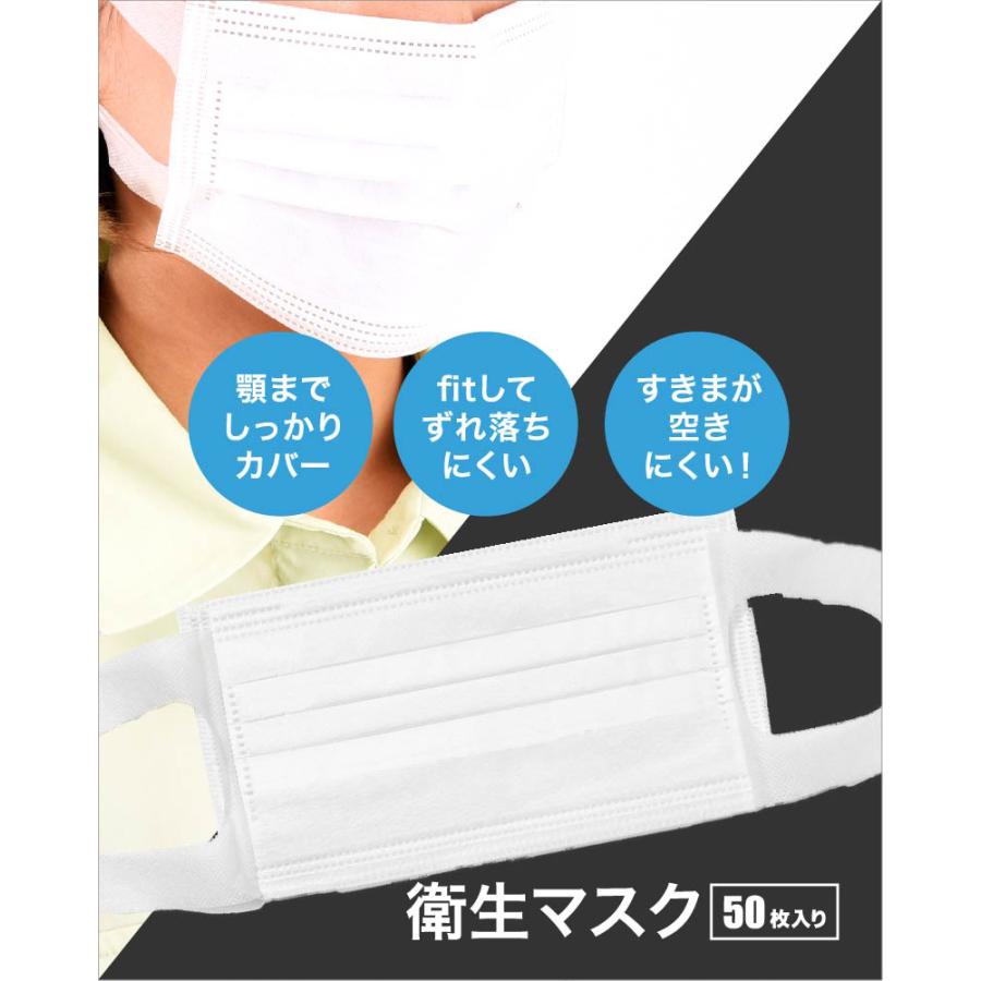 不織布マスク 使い捨てマスク 50枚入り プリーツ式 白 レギュラー 
