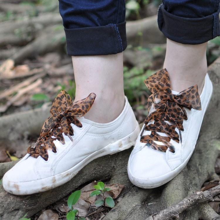 靴紐 くつひも シューレース レディース 女性 女子 幅広リボン ヒョウ柄 豹 レオパード おしゃれ 可愛い オーガンジー風 ほどけにくい スニーカー プラスナオ Paypayモール店 通販 Paypayモール