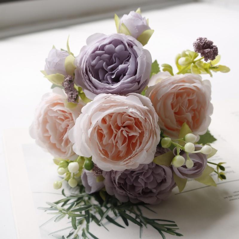 ✨可愛い✨ボリュームのある花束✨ミックスバラプリザ＆アーティフィシャル✨ フェイクフラワー 造花 アーティフィシャルフラワー バラ 薔薇 牡丹