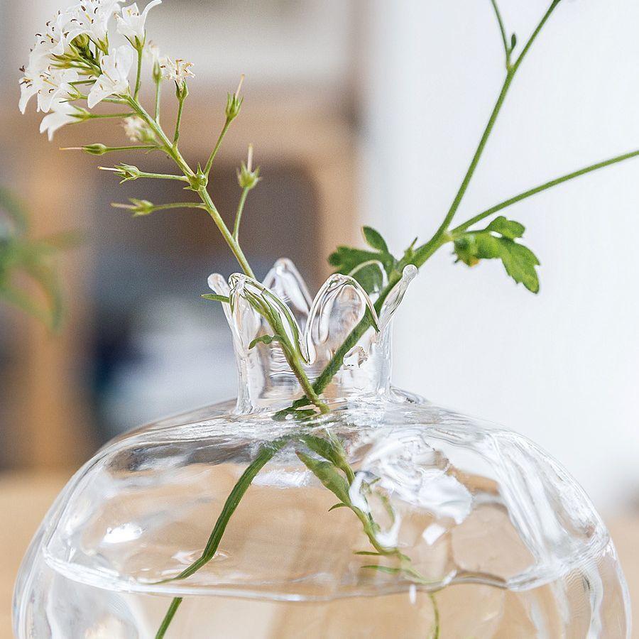 花瓶 ガラス フラワーベース 花器 ザクロガラス 透明 クリア