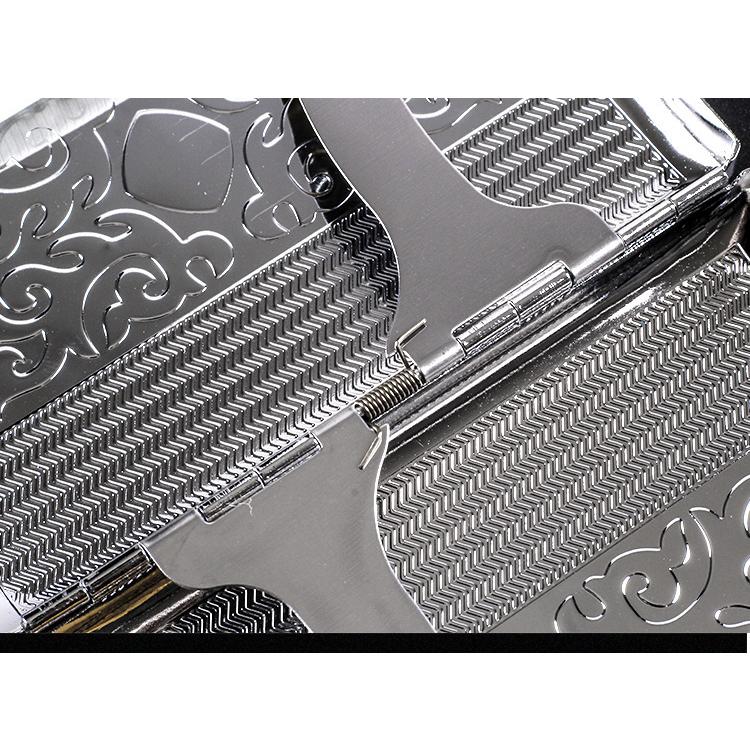 シガレットケース メンズ メタリック シルバーカラー コンパクト 片