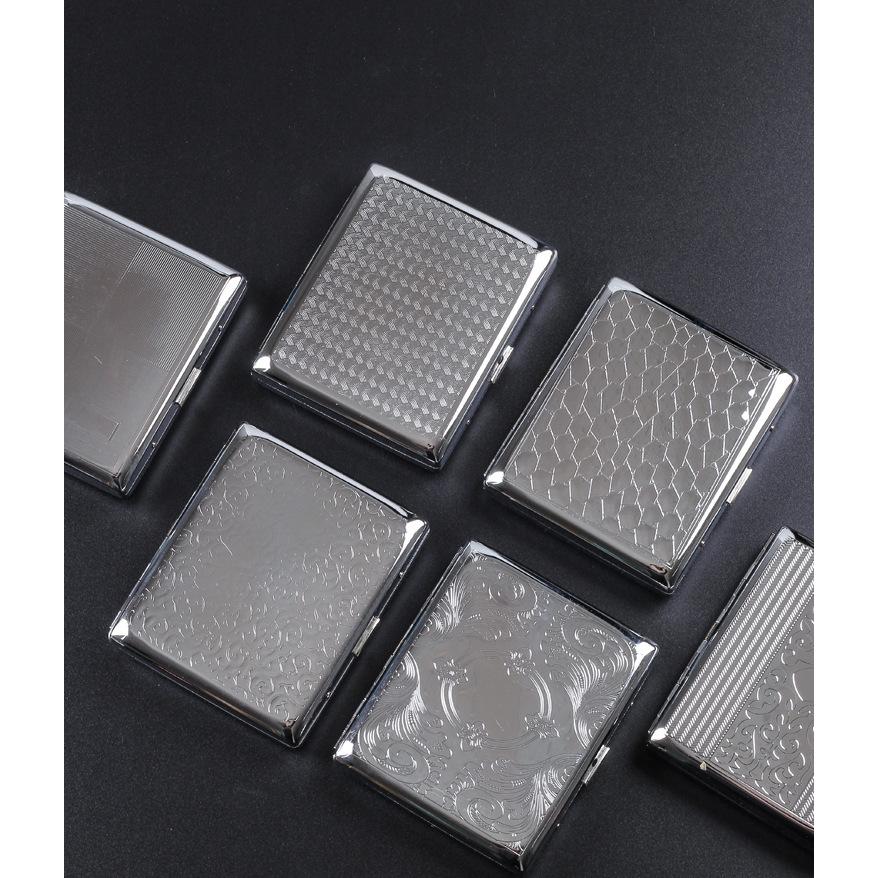 シガレットケース メンズ メタリック シルバーカラー コンパクト