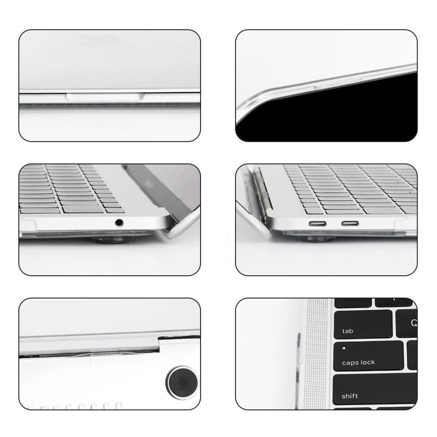 MacBookケース マックブックケース カバー 保護 耐衝撃 傷防止 滑り止め シンプル スケルトン 透明 透ける クリア ブラック Pro Air|plusnao|05