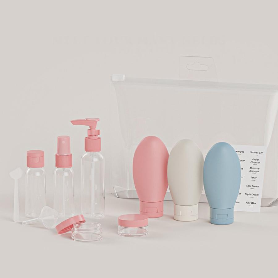 トラベルボトル 詰め替え容器 11個セット 60ml 透明収納袋付き 小分け