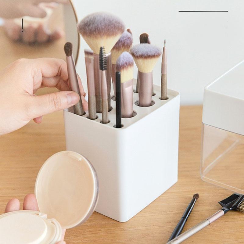 メイクブラシスタンド メイクブラシホルダー 蓋付き 12本立てられる 12