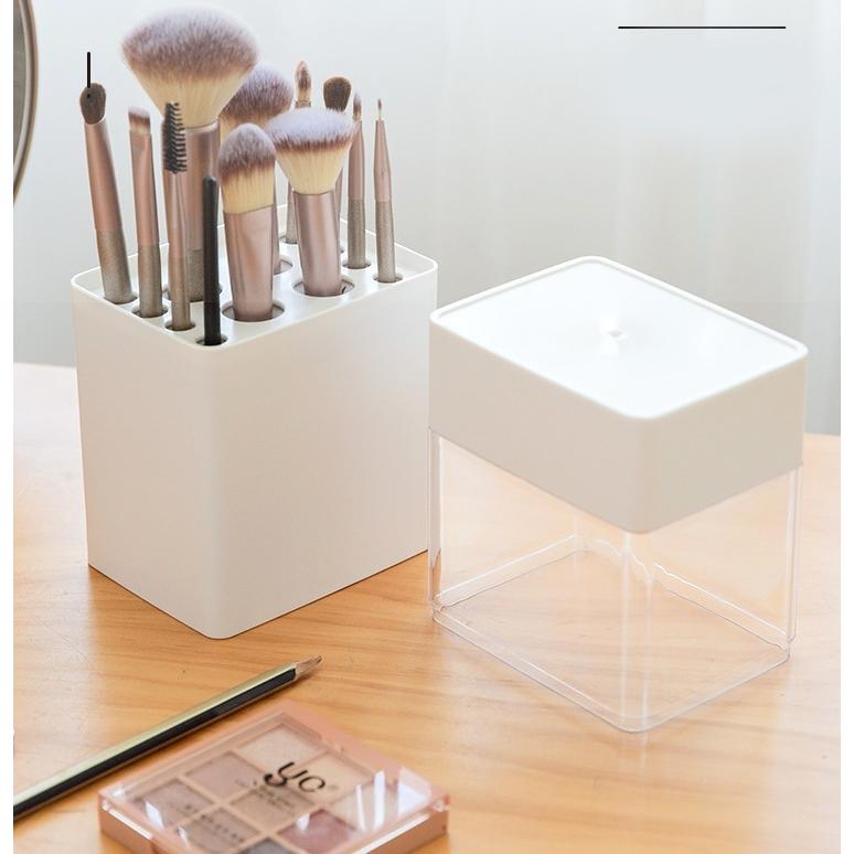 メイクブラシスタンド メイクブラシホルダー 蓋付き 12本立てられる 12