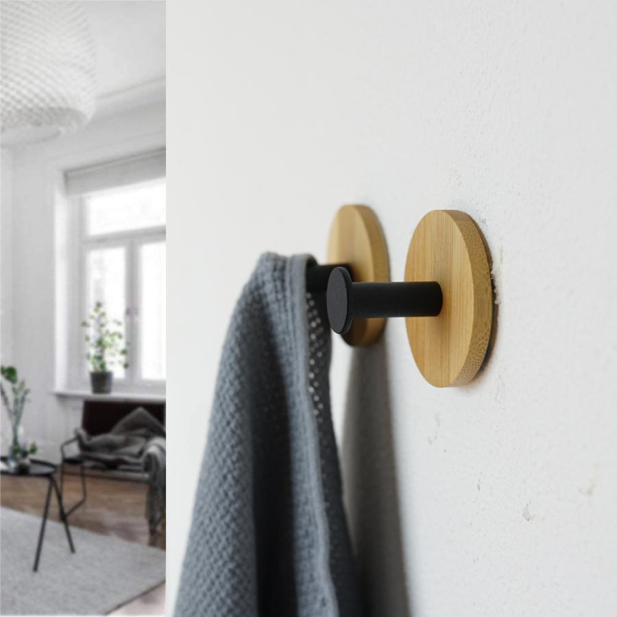 plusnao（プラスナオ） ウォールフック 木製 粘着シールフック