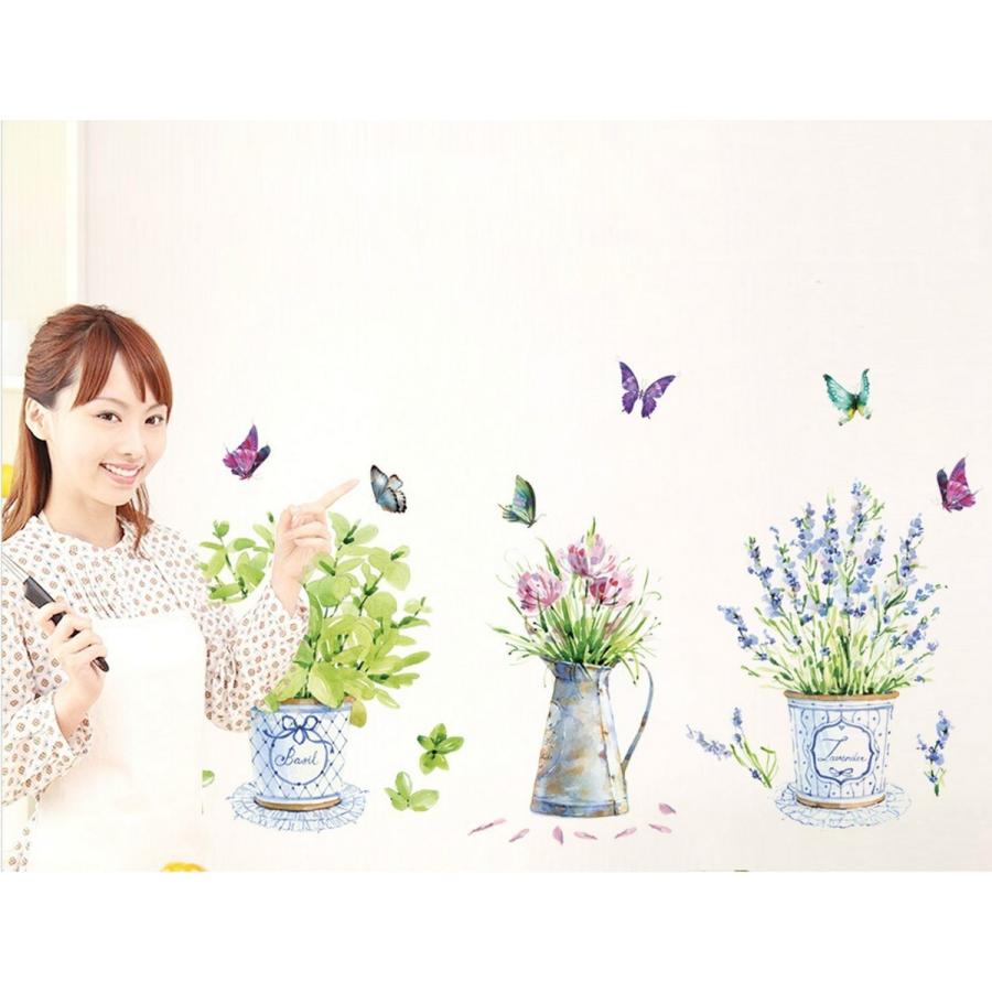 ウォールステッカー 壁紙シール ウォールシール 花 フラワー 鉢植え 植物 おしゃれ 華やか 可愛い かわいい 壁シール 壁面装飾 壁装飾 室内装飾|plusnao|02