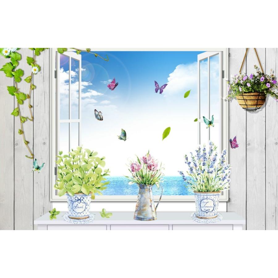 ウォールステッカー 壁紙シール ウォールシール 花 フラワー 鉢植え 植物 おしゃれ 華やか 可愛い かわいい 壁シール 壁面装飾 壁装飾 室内装飾|plusnao|04