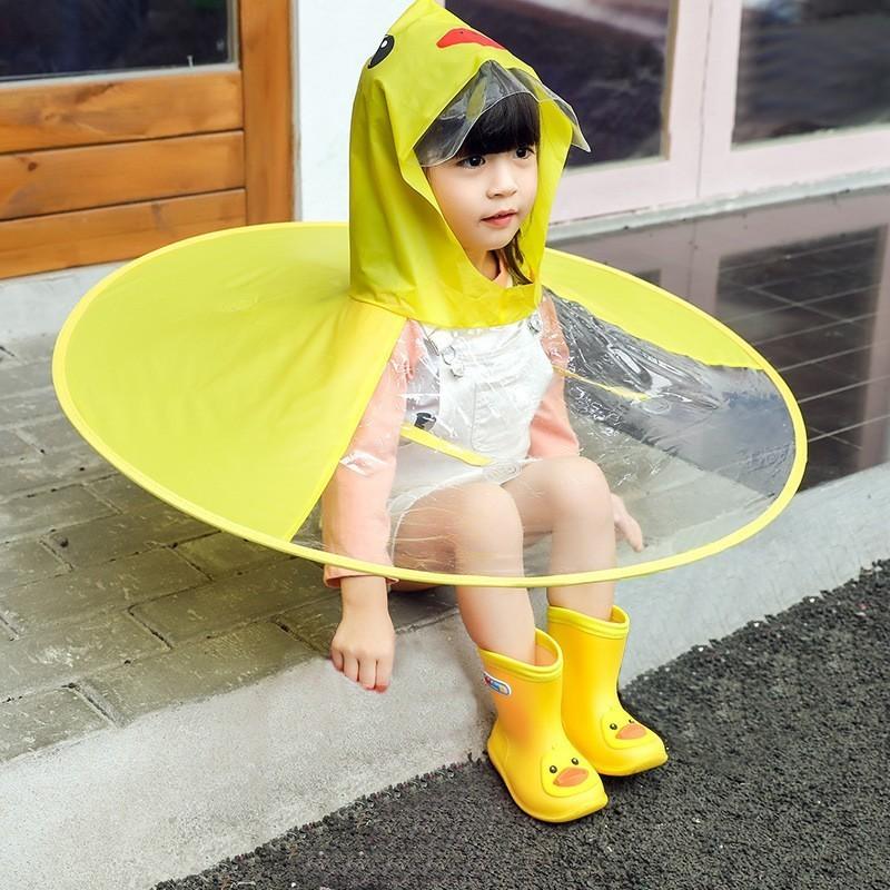 ハンズフリー傘 長靴 2点セット キッズ 子供用 帽子風傘 レインブーツ