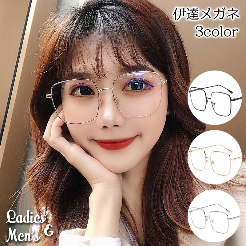 伊達メガネ だてめがね スクエア型 四角 大きめ ボスリントン 細縁 眼鏡 カジュアル 度なしメガネ レディース メンズ おしゃれ かっこいい かわい プラスナオ Paypayモール店 通販 Paypayモール