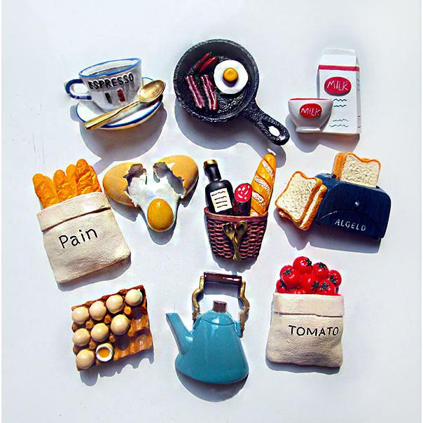 マグネット 食べ物 磁石 パン トマト 卵 目玉焼き ミルク 牛乳 コーヒーカップ ティーカップ 可愛い かわいい 面白い