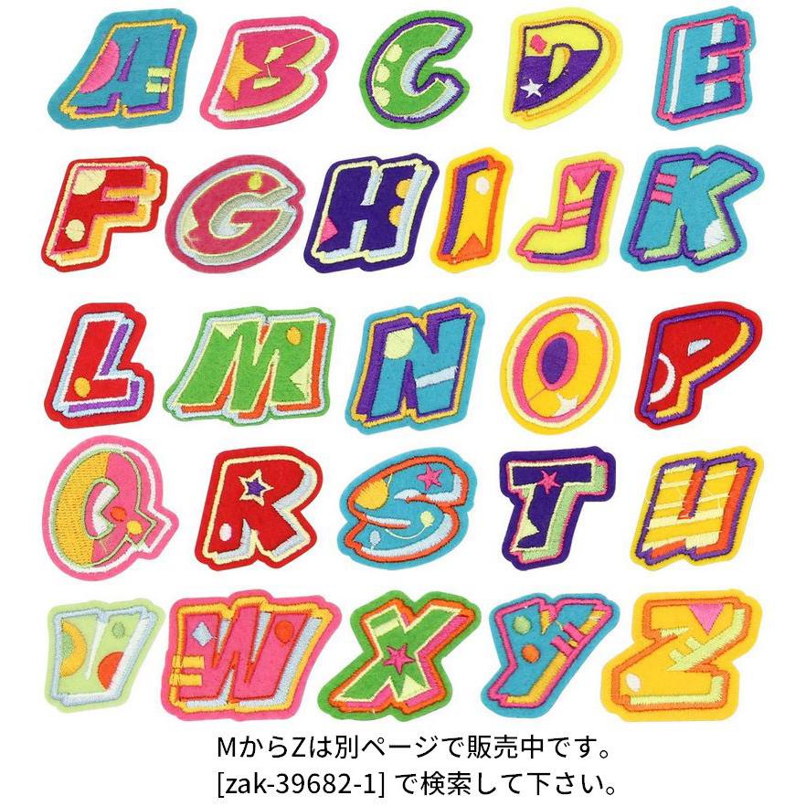 ワッペン アルファベット 英字 英語 ハンドメイド 手芸 DIY カラフル