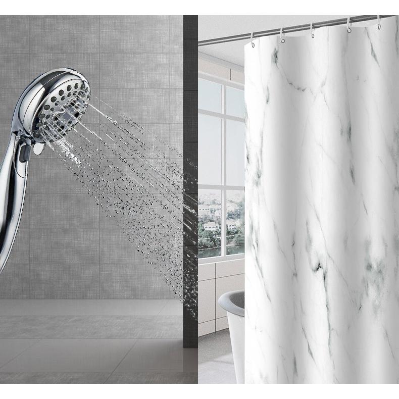 シャワーカーテン バスカーテン カーテンリング付き 高さ180cm バス用品 ユニットバス 浴室 バスルーム 大理石調 お風呂 洗面所