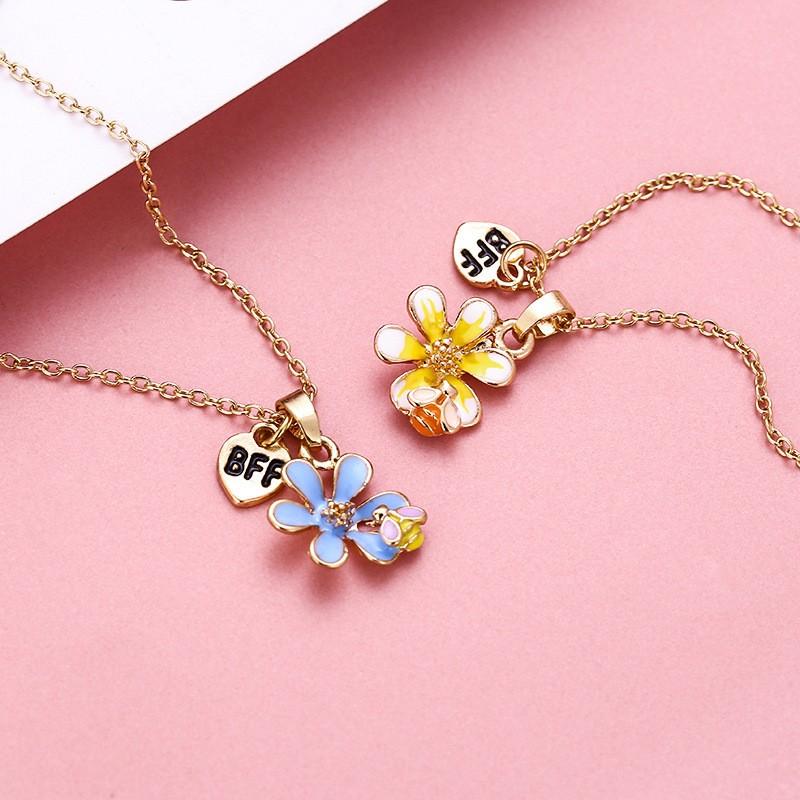 ネックレス ペア 2本セット キッズ ジュニア 女の子 チェーン 花
