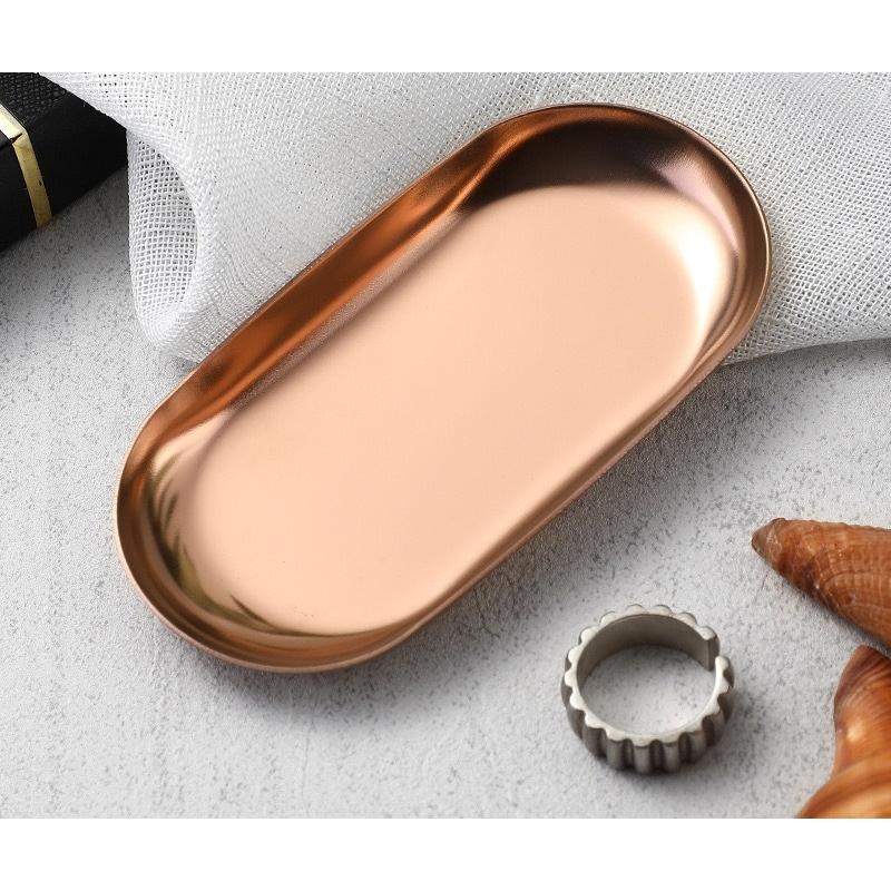 銅製 菓子入れセット 楕円形トレイ付き トレー プレート 受け皿 楕円型 つり銭トレー アクセサリートレー