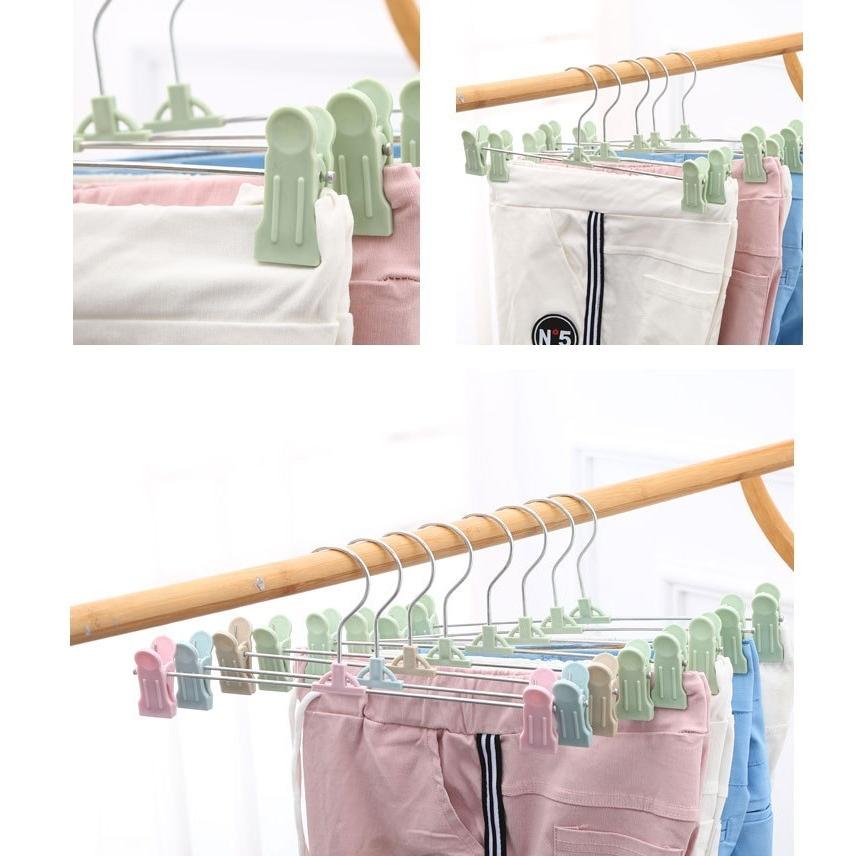 ハンガー 同色10本セット クリップハンガー 衣類収納 洗濯ばさみ付き ズボンハンガー パンツ スカート タオル クローゼット 室内 室外 物干し し|plusnao|09