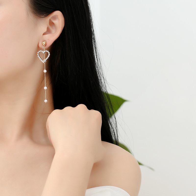 ピアス チェーンピアス アシンメトリー ハートピアス レディース