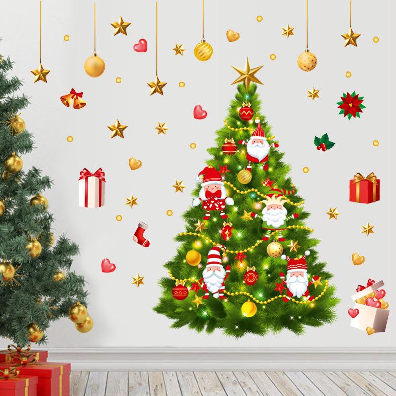 ウォールステッカー シール式 壁紙シール クリスマスツリー サンタ プレゼント X Mas オーナメント 子供部屋 おしゃれ かわいい 飾り付け ウォ プラスナオ Paypayモール店 通販 Paypayモール