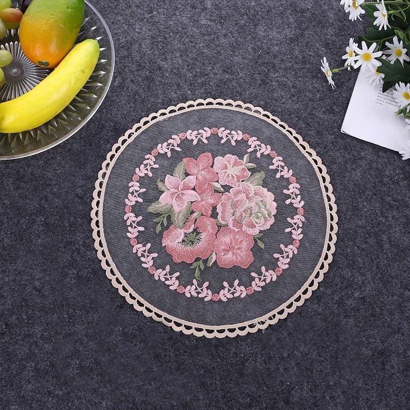 plusnao ドイリー テーブルセンター 花柄 刺繍 丸レース 花瓶