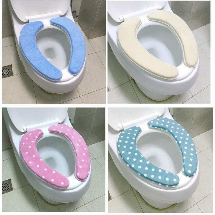 便座シート 便座カバー トイレシート トイレ用品 O型 U型 水玉 ドット柄 無地 単色 シンプル かわいい おしゃれ ふわふわ 厚手 貼る 簡単取り｜plusnao｜04