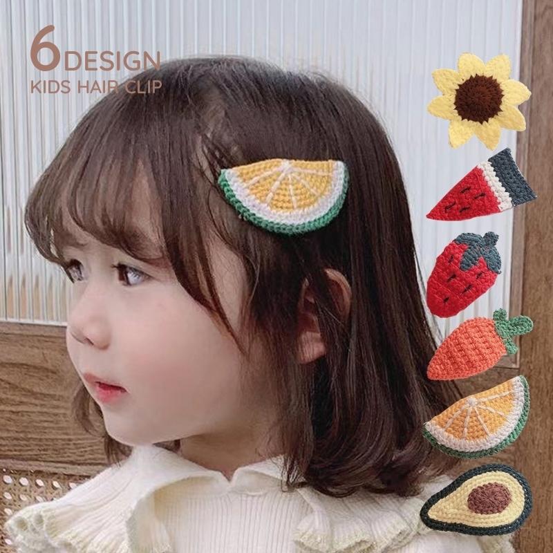 ヘアピン パッチン留め ヘアアクセサリー キッズ 子供用 女の子 髪留め 髪飾り ニット編みモチーフ フルーツ 野菜 かわいい プラスナオ Paypayモール店 通販 Paypayモール