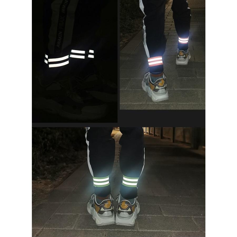 LED付き 反射足カバー 脚半 交通安全 反射グッズ 安全用品 電池付き 反射バンド 単品 安全ベルト リフレクター 足首 手首 脚 腕 伸縮 夜間