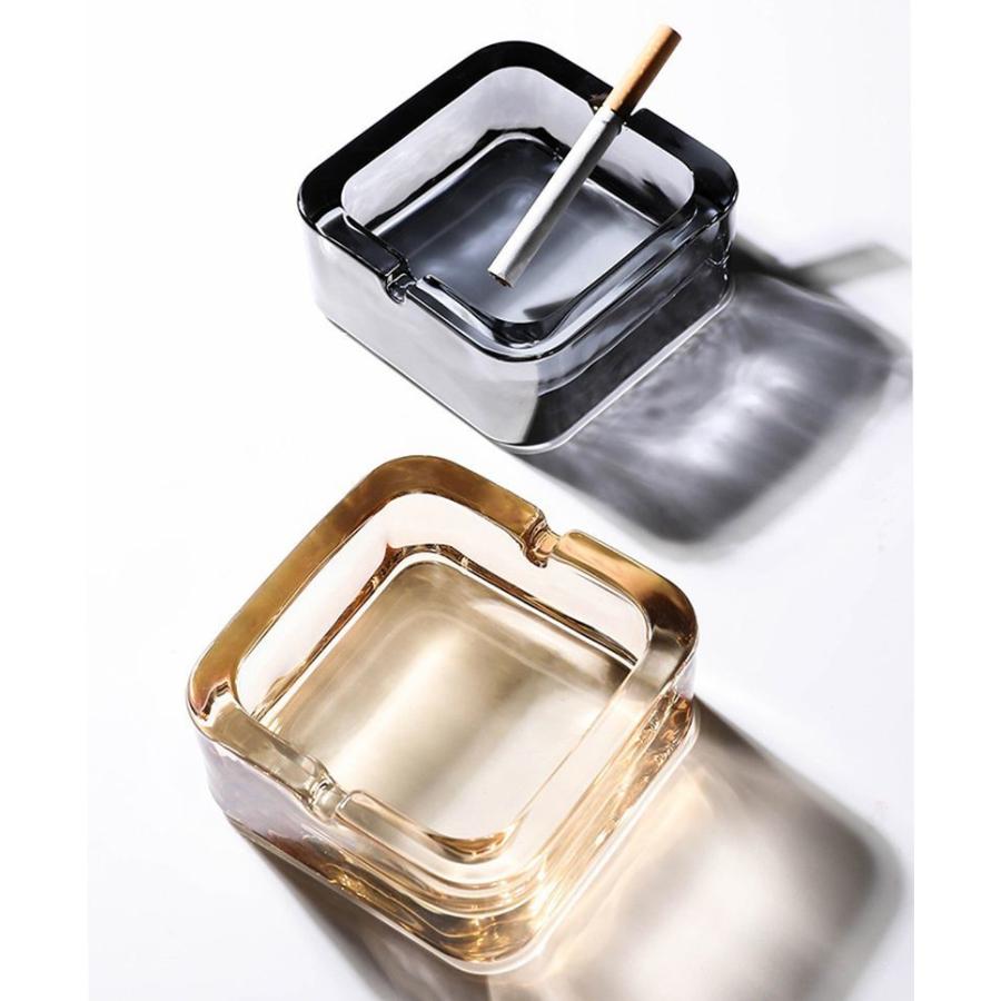 灰皿 アッシュトレイ ガラス製 吸い殻入れ スクエア 四角 喫煙グッズ