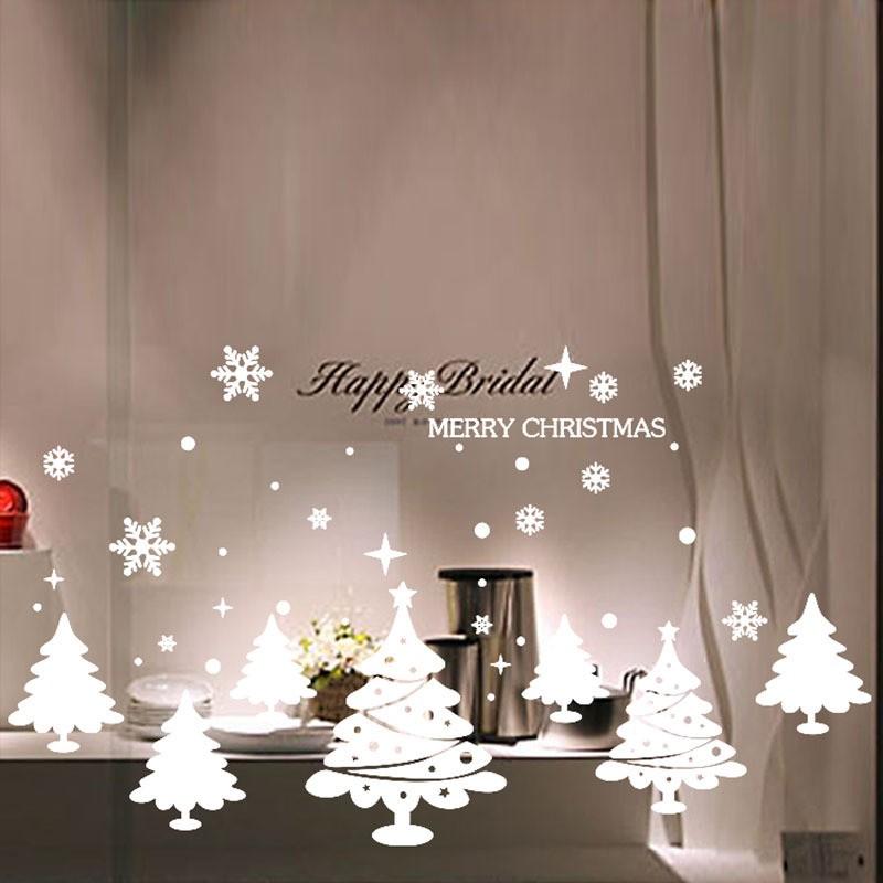 ウォールステッカー 壁紙シール ウォールシール クリスマス Merry Christmas クリスマスツリー 雪の結晶 キラキラ 白 ホワイト おしゃ プラスナオ Paypayモール店 通販 Paypayモール